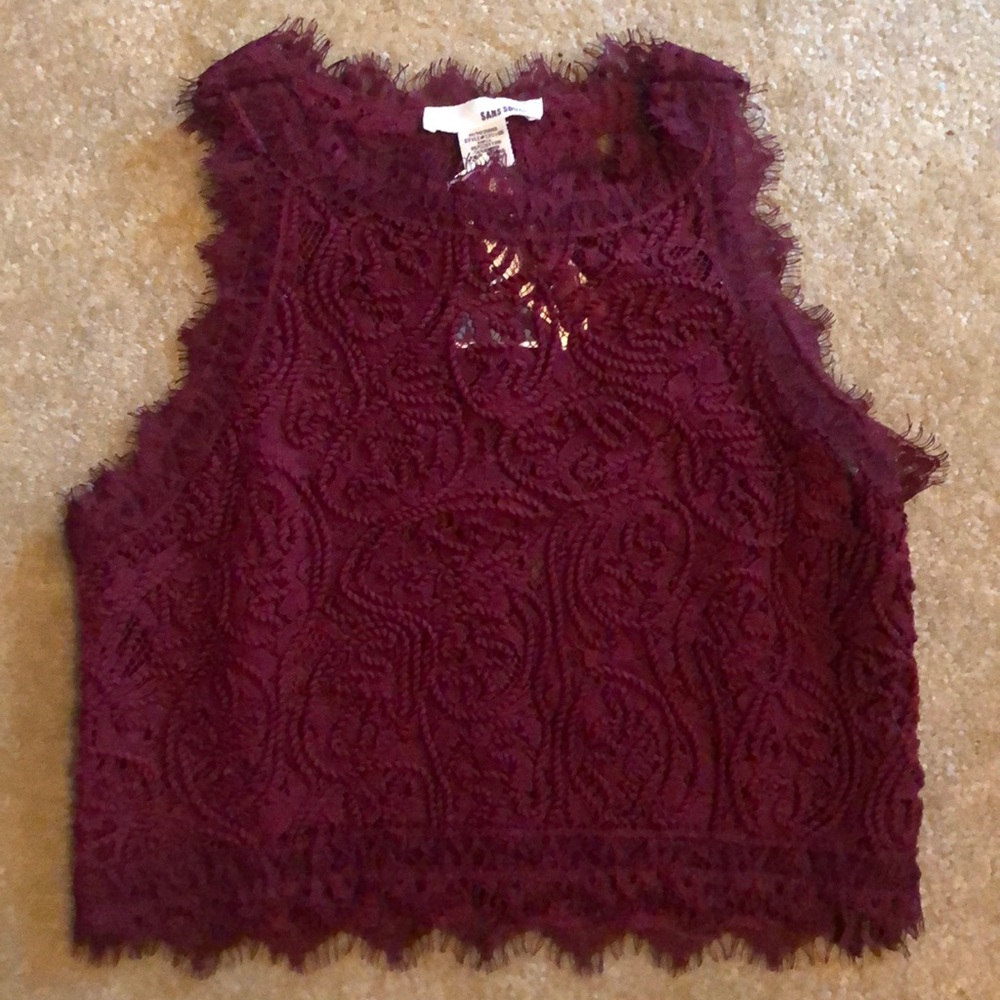Burgundy Lace Crop Top NWT